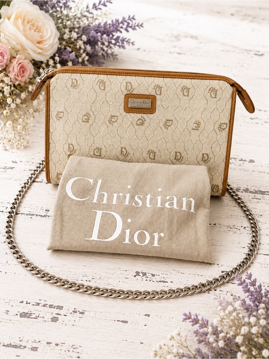 Dior Handbags - Christian Dior Vintage Monogram Chain Pouch / Clutch Bag